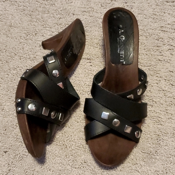 A GIANNETTI Studded Leather Sandals - Picture 1 of 13